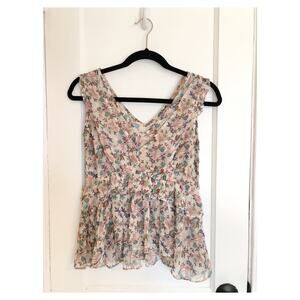 Renamed Ditsy Floral Fit and Flare Tiered Ruffle Blouse